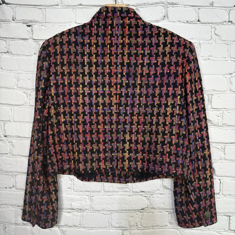 Vintage Doncaster Women's 12 Silk‎ Cropped Blazer 2 Button Brocade Jacket Celtic - Picture 2 of 13